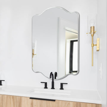Louisa 24 in. W x 36 in. H Medium Scalloped Rectangular Metal Framed Wall Mirror - JONATHAN Y